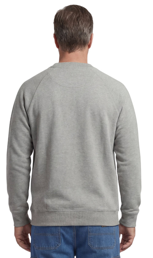Mens 3-Pocket Fleece Sweatshirt with Raglan Seams, Chest Pocket and Tagless Neck